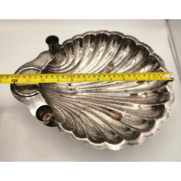 Vintage Silver-Plated Eales Scalloped Shell Footed Bowl Candle Holder Holiday - Picture 5 of 7